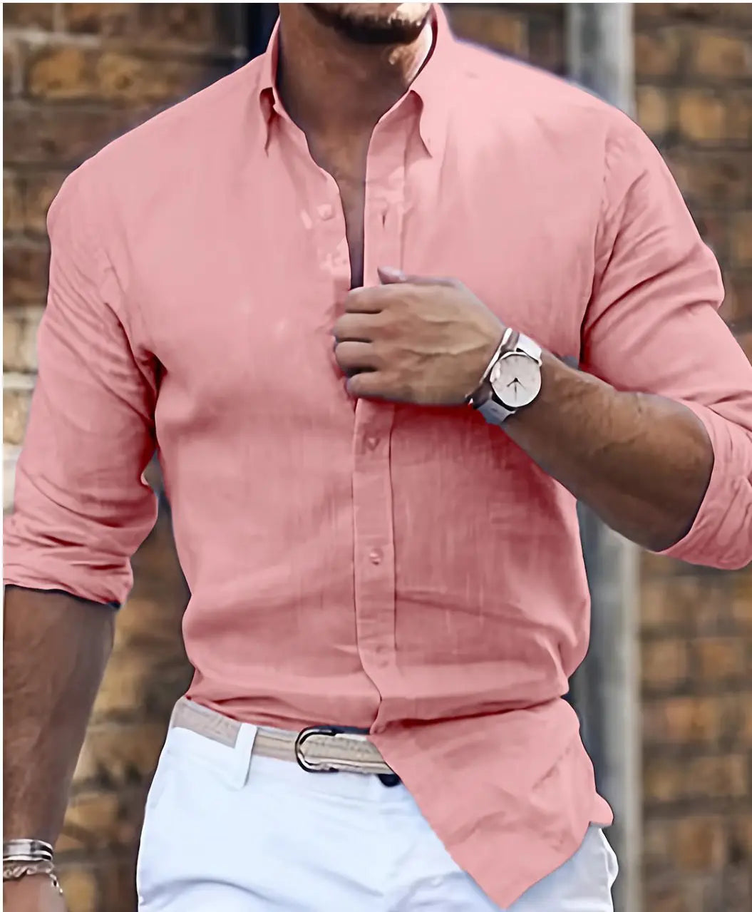 Men's Spring And Summer New Cotton Hemp New Men's Cool Long Sleeve Shirt Solid Color Loose Lapel Casual Beach Style Shirt - Buy online at  Vibe In Cart.