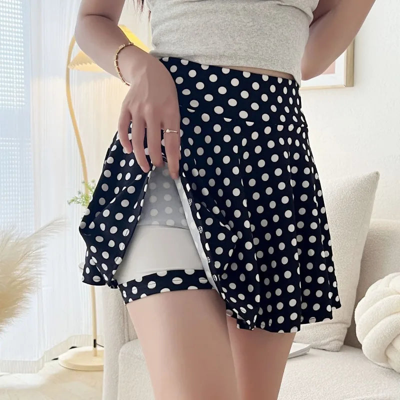 Women's Mini Pleated Flared Skirt Loose Fit Plus Size 4XL Acetate Cotton