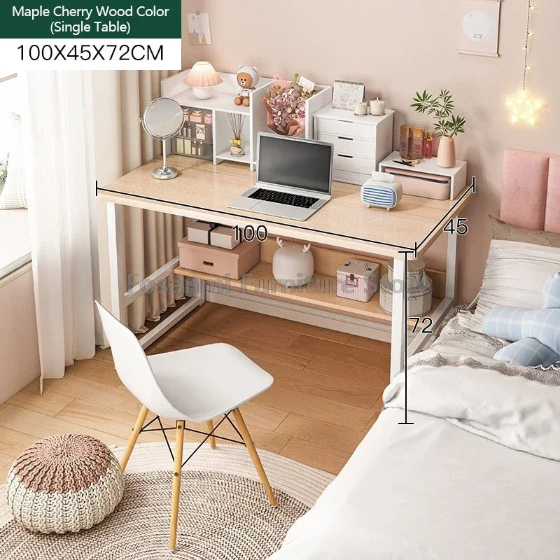 Sturdy Room Students Study Table Wide Desktop Rounded Corners Office Computer Desk With Storage Layer Simple Home Gaming Desk - Buy online at  Vibe In Cart.