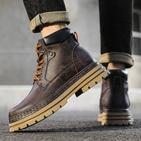 Leather Ankle Boots Stylish Walking Shoes Outdoor Men Casual Footwear Winter Plush Snow Boots New Trendl Mens High Top Shoes - Buy online at  Vibe In Cart.