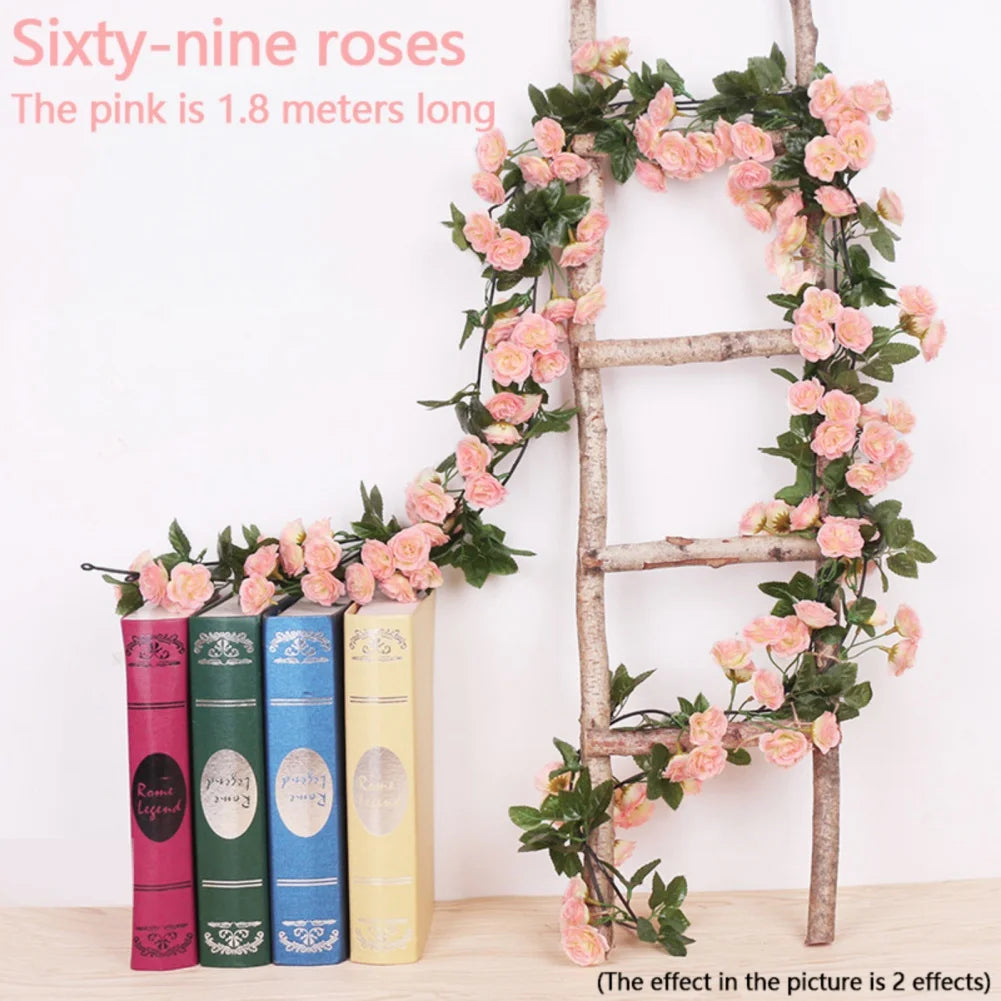 45/69pcs Artificial Rose Flowers Vine DIY Wedding Decoration Fake Silk Rose Flower Home Room Decor Wall Hanging Garland Plants - Buy online at  Vibe In Cart.