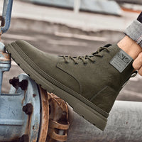 Men's Lace-Up Ankle Boots Martin Style Flat Heel