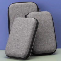 Grey Canvas Zipper Storage Bag for Earphones and Accessories