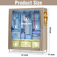 51-Inch Foldable Metal Dustproof Storage Wardrobe