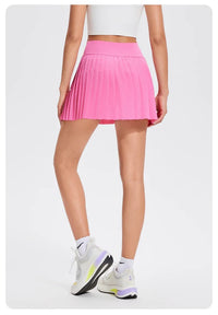 Women's Mini Pleated Sports Skort with Pockets and Double Layer