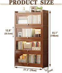 55 Bamboo Bookcases,Book Shelfs with Acrylic Doors,Freestanding Display Storage Shelves for Collectibles,4 Tier Tall Bookshelfs - Buy online at  Vibe In Cart.