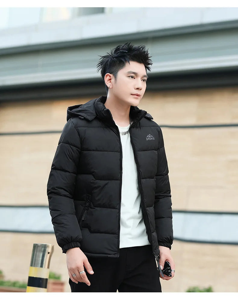 Men's Winter Jacket Windproof Thermal Hooded Parka Coat with Detachable Hood Heavy Duty Ski Jacket for Outdoor Cold Weather - Buy online at  Vibe In Cart.