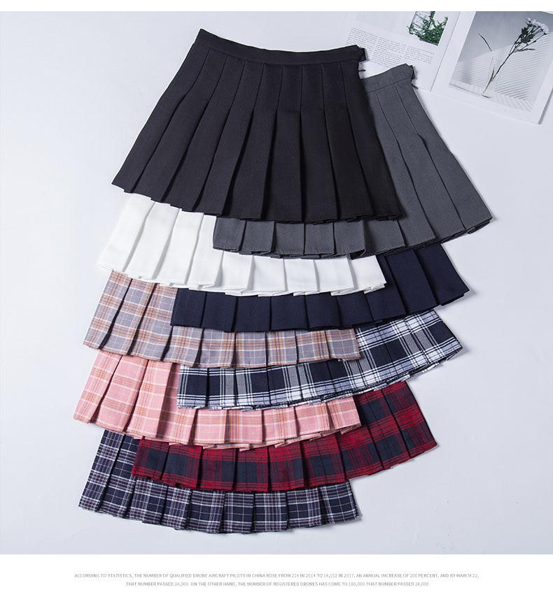 Pleated Skirt For Women 2023 Summer Grey Plaid  A-Line High Waist Mini Faldas Korean Style College Style Girl Black Short Skirts - Buy online at  Vibe In Cart.