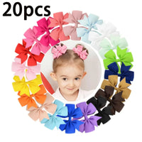 Kids Bow Hair Clip Set With 20 Or 40 Pieces, Random Colors, Grosgrain Ribbon