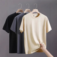 Men's t-shirts 2025 Summer Oversize Cotton T-Shirt Casual High Quality Short Sleeves Tee Shirt Men Basic Solid color Sports Tops - Buy online at  Vibe In Cart.