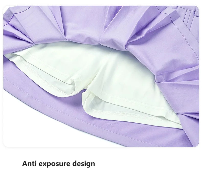 TTYGJ New Golf Skirt Women Spring Autumn Fashion A-lined Skirt Ladies Outdoor Sports Skorts Casual Golf Wear with Inner Shorts