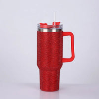 40oz Stainless Steel Insulated Tumbler with Rhinestones and Straw