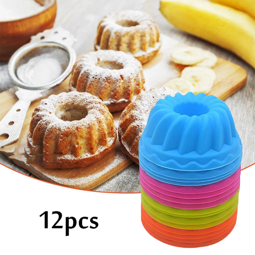12 Pieces/Set Of Silicone Cake Mold Round Muffin Cup Cake Baking Mold Kitchen Cooking Bakeware Making Diy Cake Decoration Tool - Buy online at  Vibe In Cart.