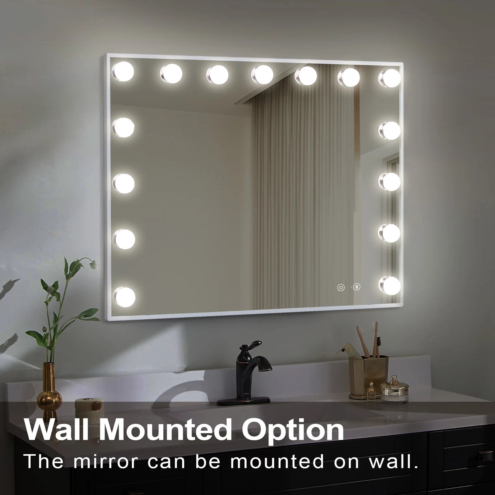 Large Bluetooth Vanity Mirror Makeup Mirror with Lights Hollywood Mirror Touchscreen Control Cosmetic Mirrors with 15 LED Bulbs - Buy online at  Vibe In Cart.