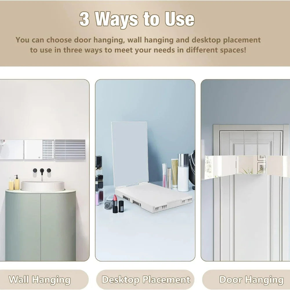 LED Lights 3 Way Mirror for Self Hair Cutting Rechargeable 360° Mirror with Self Haircut Mirror with Height Adjustable Hooks - Buy online at  Vibe In Cart.