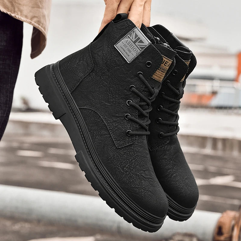 Italian Men's Genuine Leather Boots Fashion Outdoor Boots High Quality Casual Ankle Boots Antiskid Comfort Winter Platform Boots - Buy online at  Vibe In Cart.