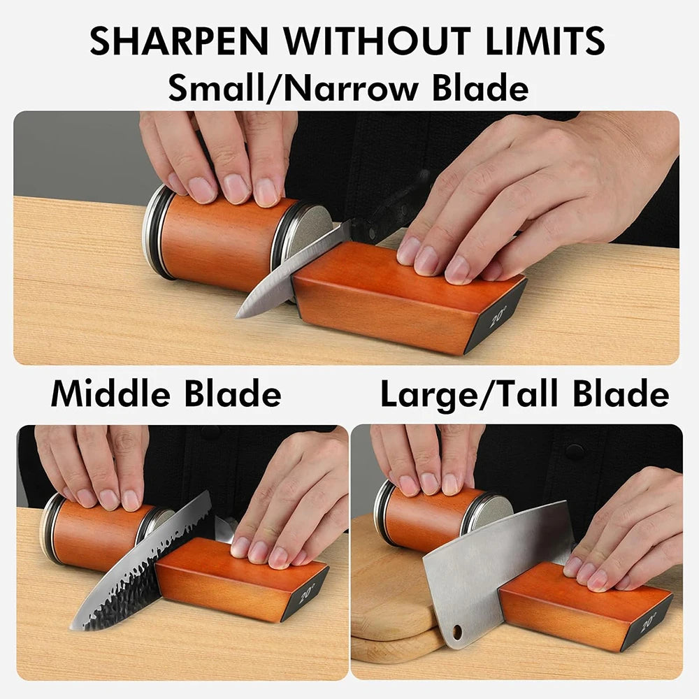 Rolling Knife Sharpener Double Sided Diamond Sharpening Stone 15/20° Degree Magnetic Angle Roller Sharpening for Kitchen Knives - Buy online at  Vibe In Cart.