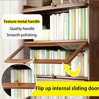 55 Bamboo Bookcases,Book Shelfs with Acrylic Doors,Freestanding Display Storage Shelves for Collectibles,4 Tier Tall Bookshelfs - Buy online at  Vibe In Cart.