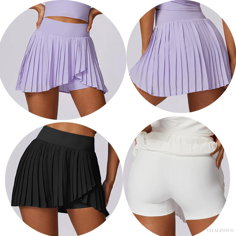 VITALINOVO Women's High Waisted Pleated Tennis Skirts with Pockets Tummy Control Casual Liner Skorts A Line Workout Golf Skirts - Buy online at  Vibe In Cart.