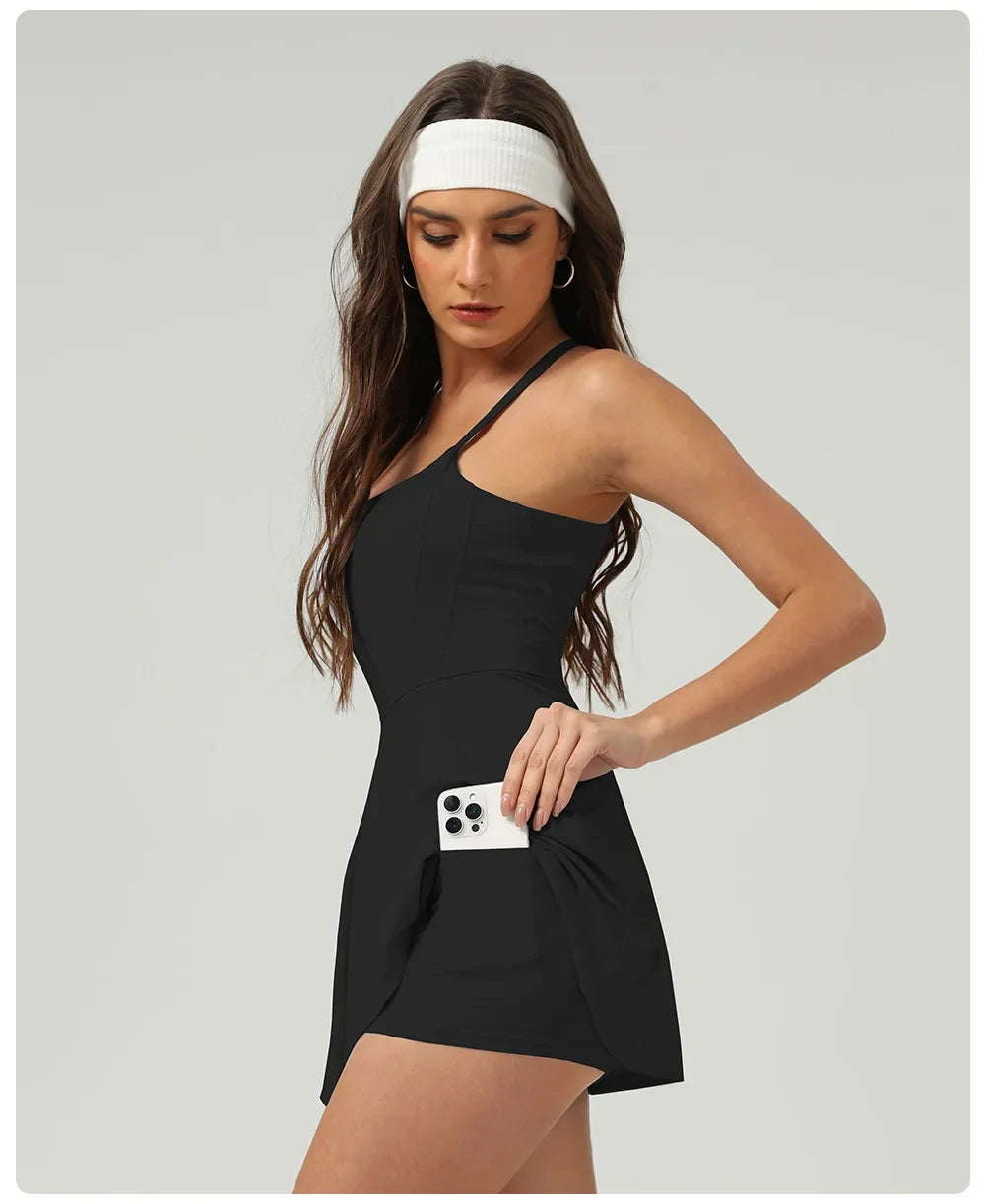 Ice Sensation Tennis Dresses Women Summer Breathable Slim Sport Active Dresses Outdoor Soft Yoga Golf  Workout Clothes 2025