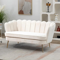 59” Small Modern Chenille Loveseat Sofa, 2-Seater Sofa with Gold Metal Legs, Small Couch with Flower Shaped Back for Living Room - Buy online at  Vibe In Cart.