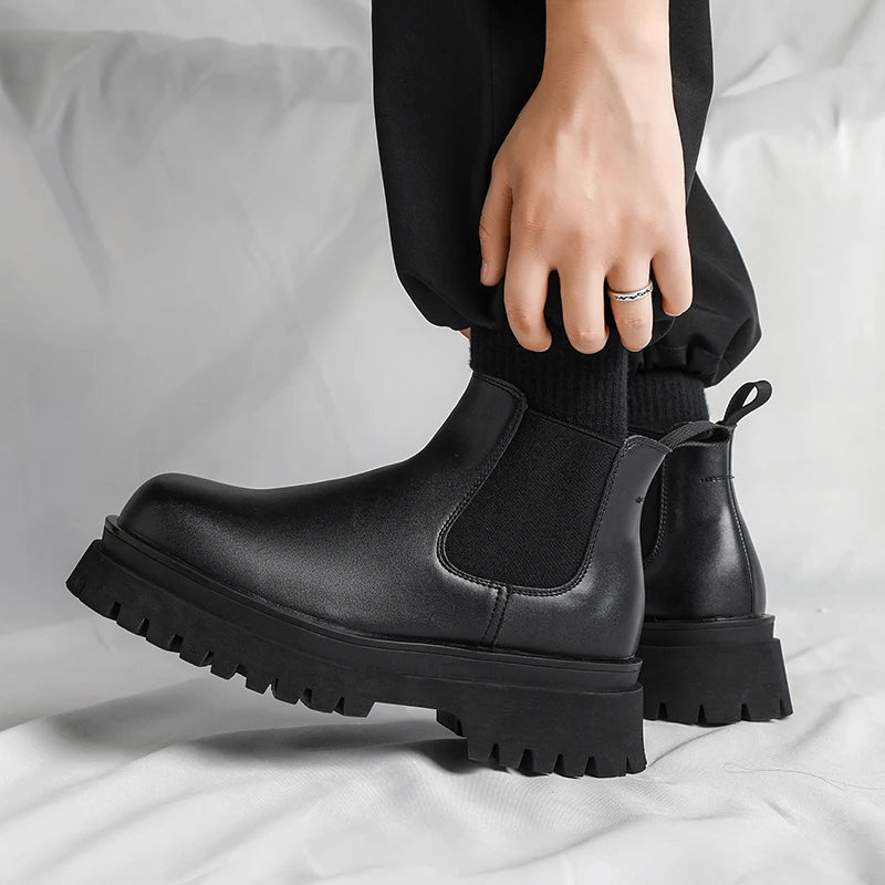 Men's Versatile Casual British Style Heightening Chelsea Boots, Paired with Trendy and Simple Ankle Boots for Outerwear. - Buy online at  Vibe In Cart.