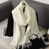 Women's Thick Warm Winter Polyester Scarf with Tassels