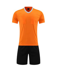 Men's Polyester Soccer Referee Uniform Set with Jersey and Shorts