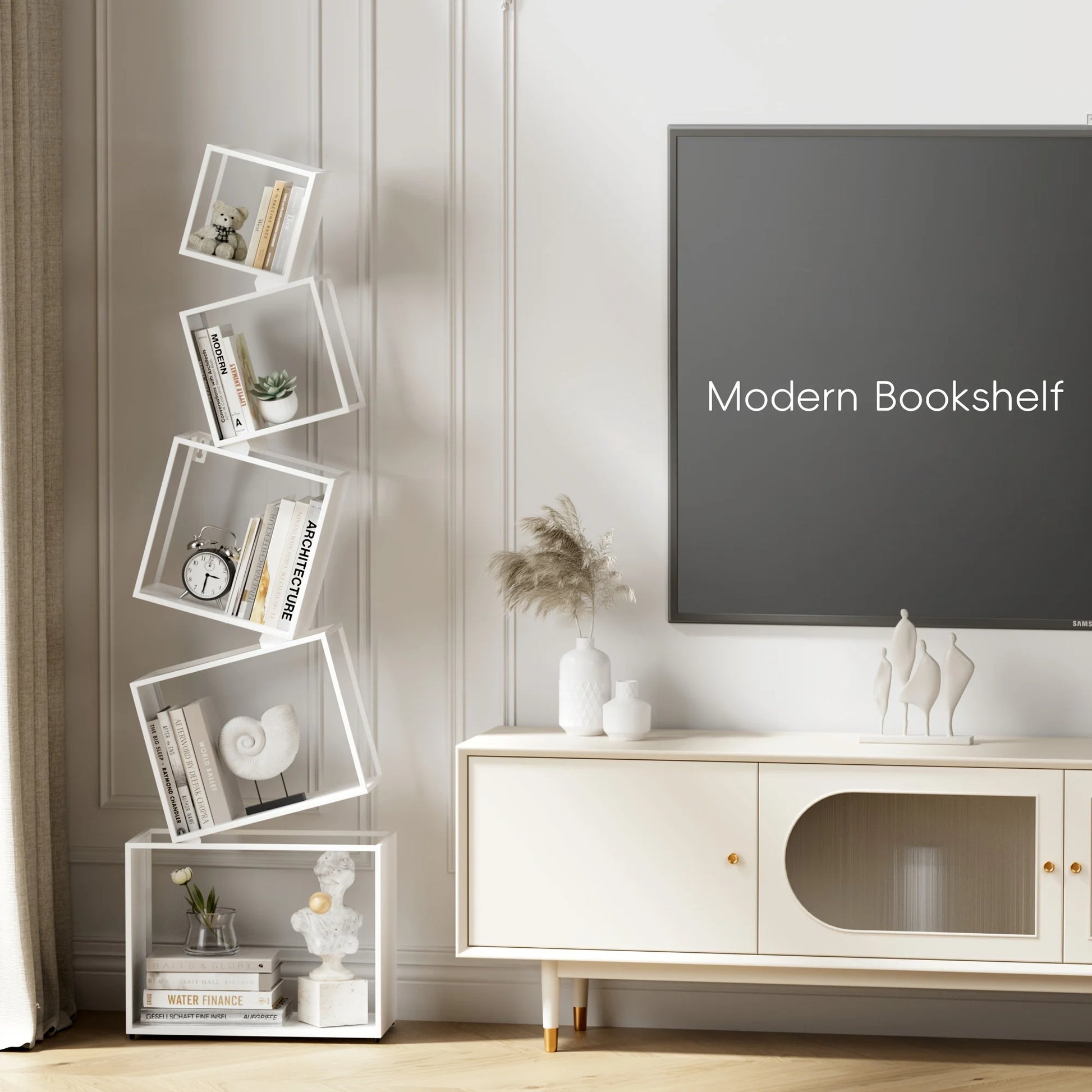 Modern 5-Tier Bookshelf White Metal Bookshelf 73 Inch High Book Rack Home Office Storage Organizer for Books & Supplies - Buy online at  Vibe In Cart.