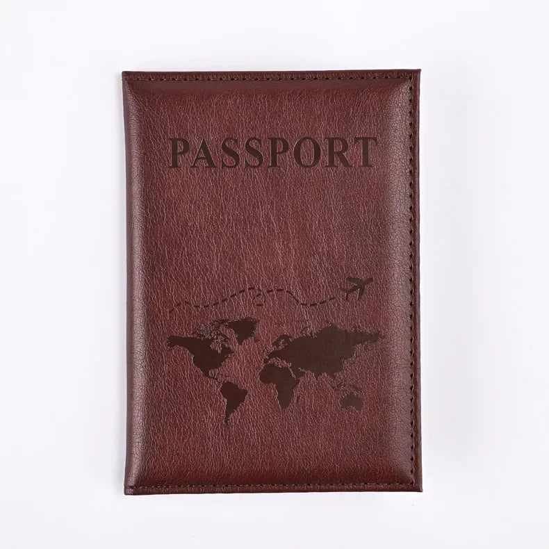 Solid PU Leather Passport Holder Wallet Card Case for Travel