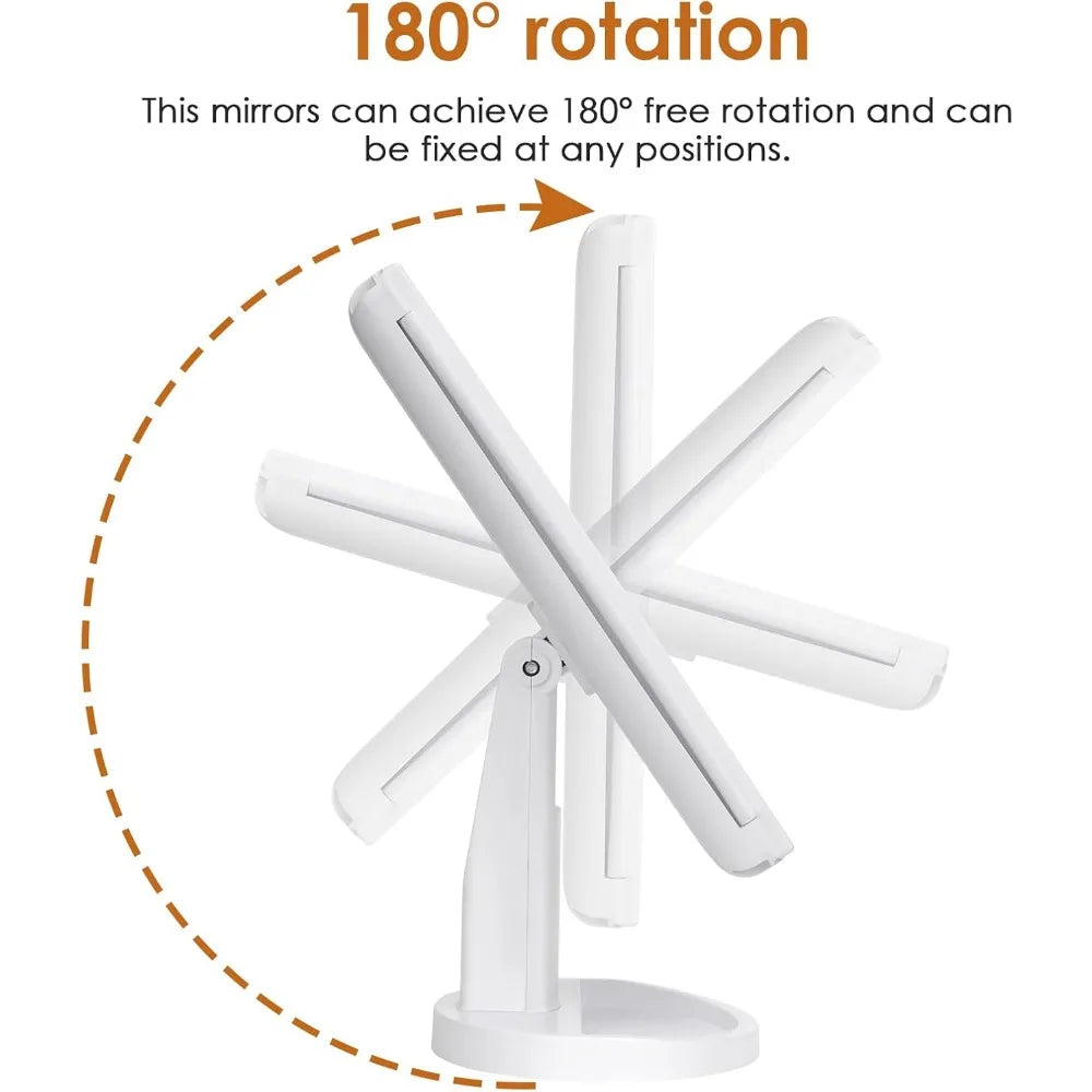 Vanity Makeup Mirror with Light 2X/3X/10X Magnification Lighted Cosmetic Mirror Touch Control Trifold Dual Power Supply Portable - Buy online at  Vibe In Cart.