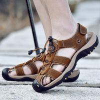Men's Genuine Leather Sandals Casual Outdoor Beach Roman Style Sizes 38-48