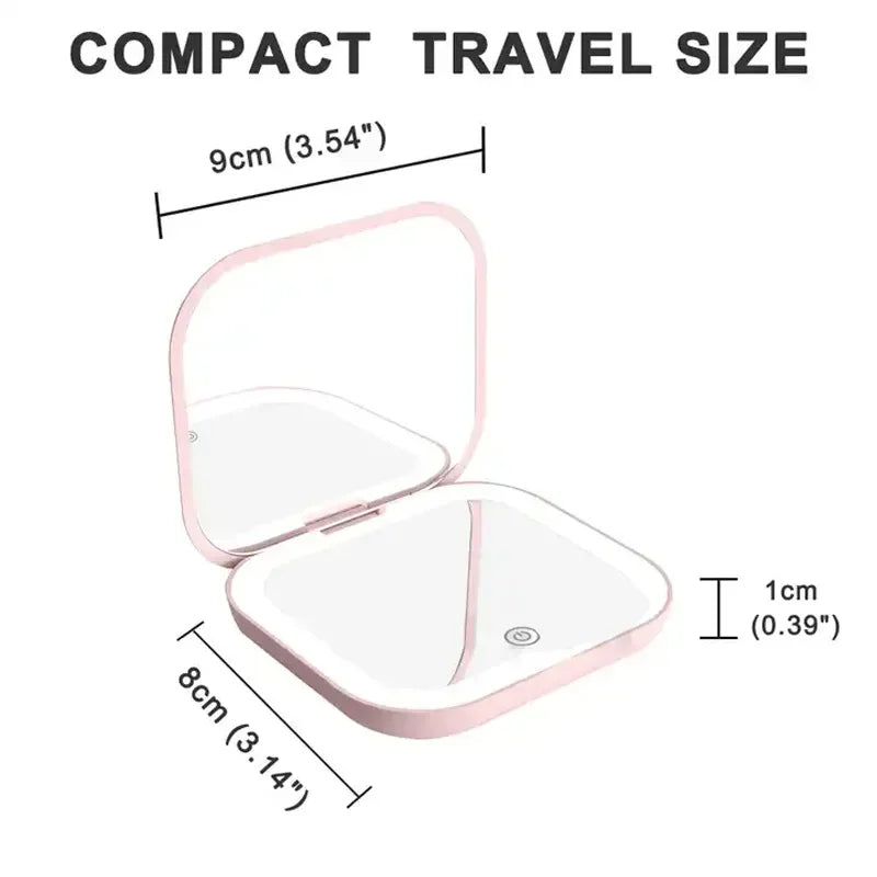 Compact Mini Gift Vanity Folding Cosmetic Mirror with Lights Portable Hand Held Small Pocket Travel Makeup Mirror 2X magnifying - Buy online at  Vibe In Cart.