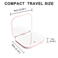 Compact Mini Gift Vanity Folding Cosmetic Mirror with Lights Portable Hand Held Small Pocket Travel Makeup Mirror 2X magnifying - Buy online at  Vibe In Cart.