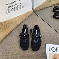 2025 New Hollow Mesh Women's Flat Ballet Shoes - Casual Fashion Versatile Breathable Fishnet Sandals - Buy online at  Vibe In Cart.