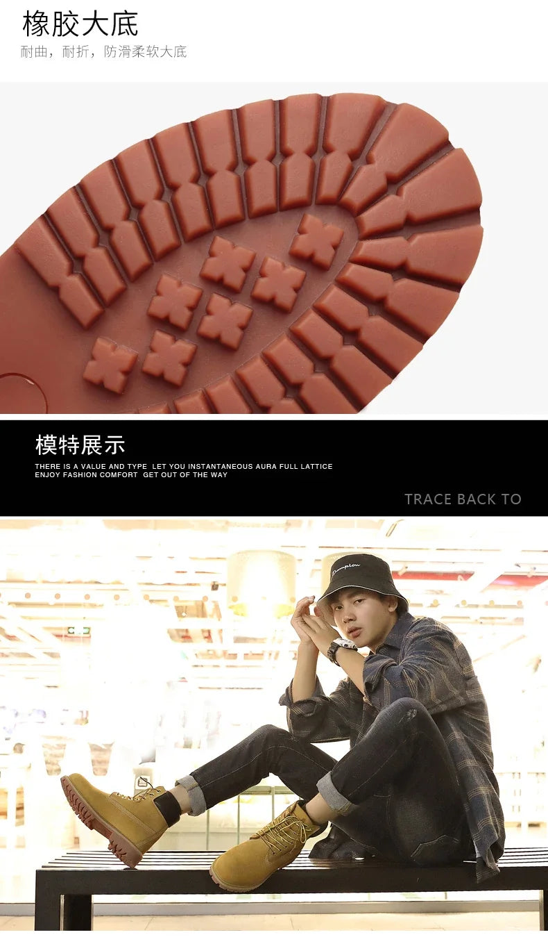 Genuine Leather Men's Winter Spring Ankle Treking Military Snow Yellow Tactical Boots Outdoor Footwear for Women Men Work Shoes - Buy online at  Vibe In Cart.