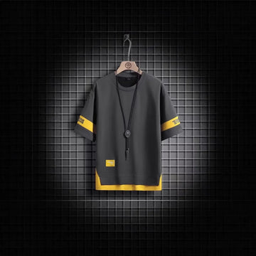 Loose Casual Short Sleeve T-Shirt Crew Neck Half Sleeve Summer New Style for Men Teenager Handsome Fake Two-Piece Top - Buy online at  Vibe In Cart.