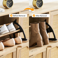 Rattan Shoe Storage Cabinet, Entryway Shoes Cabinet with 4 Flip Doors, Freestanding Shoe Rack with 3 Position Adjustable Shelves - Buy online at  Vibe In Cart.