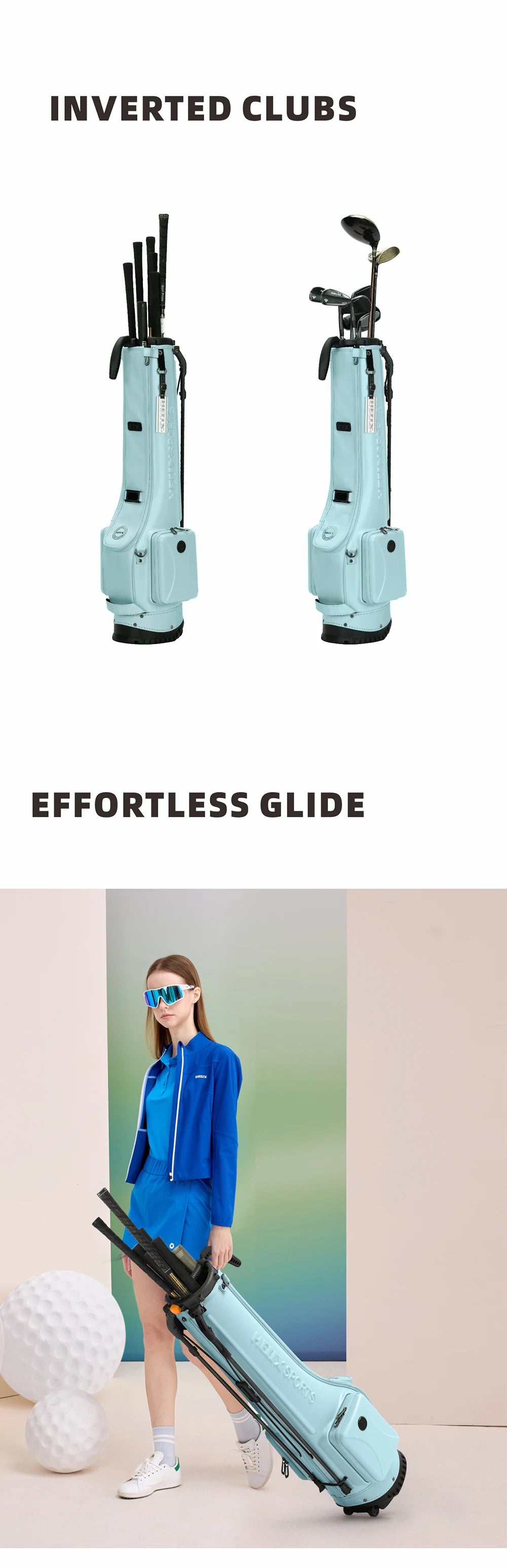 HELIX Golf Stand Bag - Portable Golf Bag with Silent-Rolling Wheels, Inverted Club Design for Easy Access, Protects Clubs - Buy online at  Vibe In Cart.