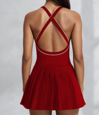 Tennis Dress for Women Yoga Fitness Skirt with Built-in Bra V-Neck Golf Outfits with Shorts Badminton Workout Clothing - Buy online at  Vibe In Cart.