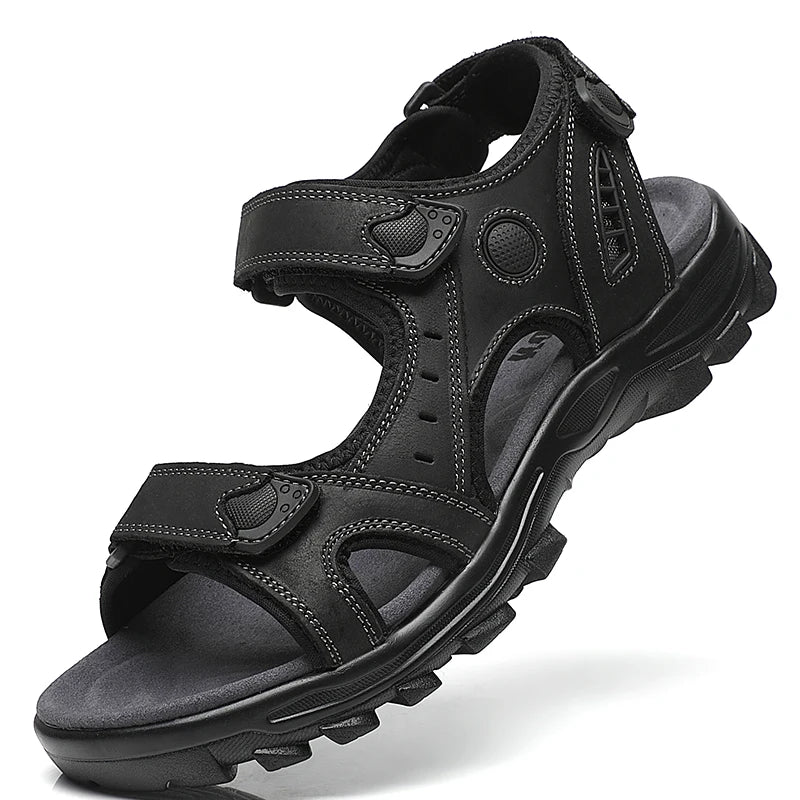 First-Layer Cowhide Men's New Fashion Open-Toe Casual Men's Summer Sandals, Adjustable Non-Slip, Comfortable Soft-Soled Beach Sh - Buy online at  Vibe In Cart.