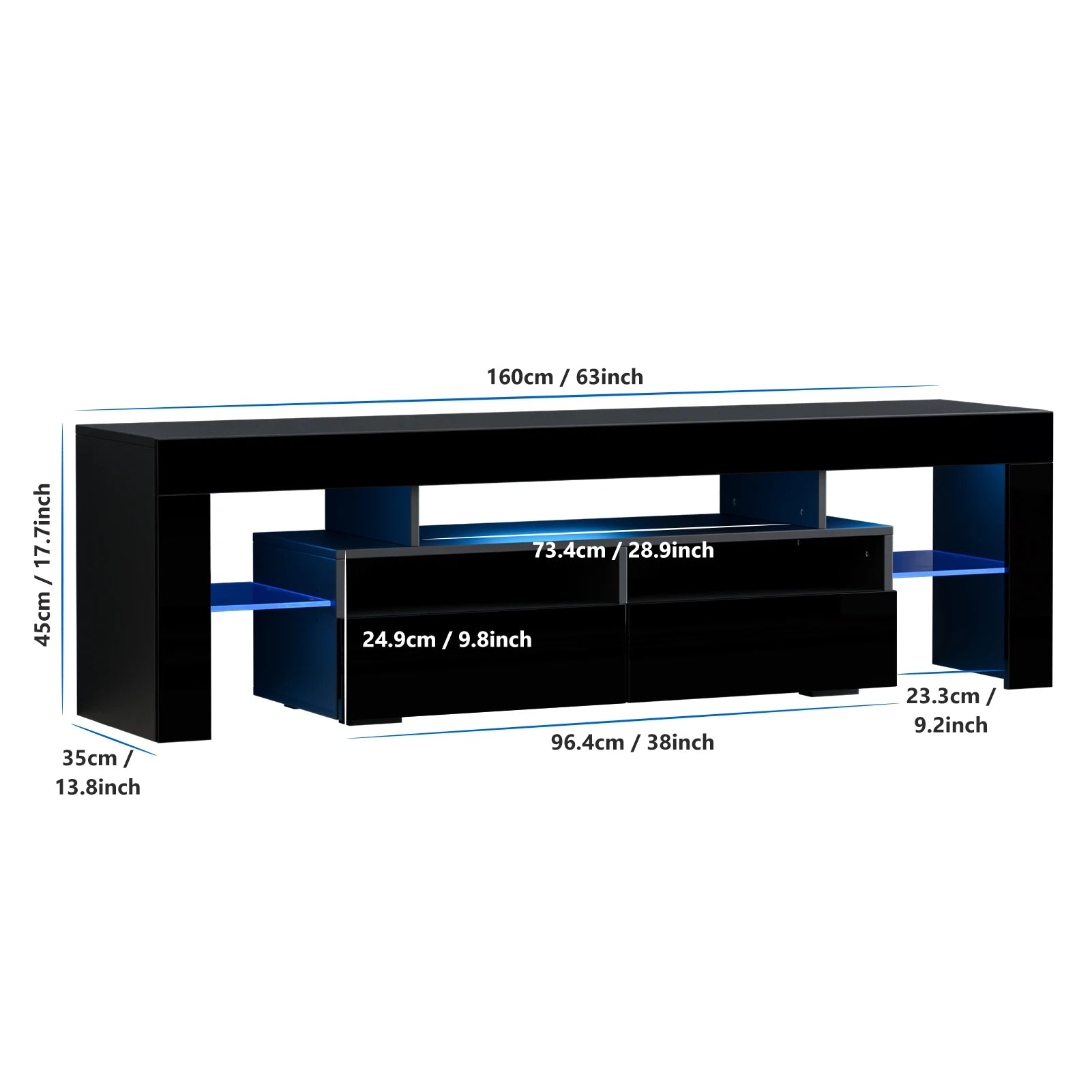 LED TV Stand for Living Room w/20 Colors Lights & Storage Shelf High Gloss TV Cabinet with Large Drawers for Gameroom/Bedroom - Buy online at  Vibe In Cart.