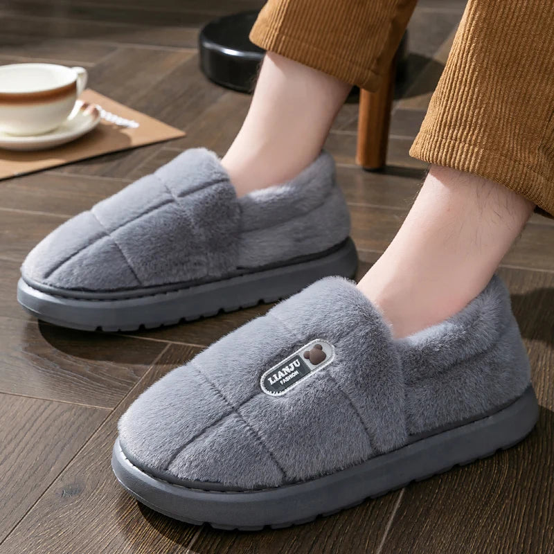 Men's slippers Winter Solid Color Wrap Heels Plush Slippers Non-slip Warm Women Men Home Casual Cotton Shoes Big Size 50 51 - Buy online at  Vibe In Cart.