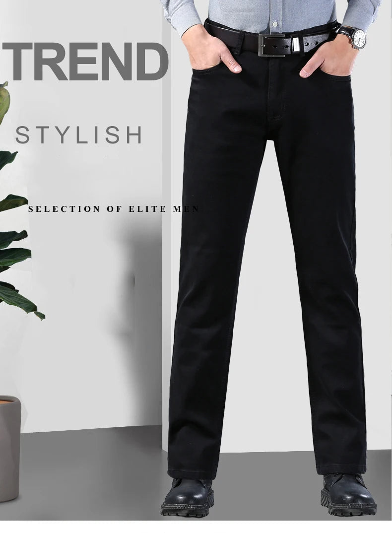 Men Classic Advanced Fashion Brand Pure Black Jeans Man Soft Breathe Stretch Slim Straight Denim Trousers Mens Pants Overalls - Buy online at  Vibe In Cart.