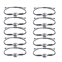 10 Pack Adjustable Black Alloy Sports Bracelets with Ball Shapes