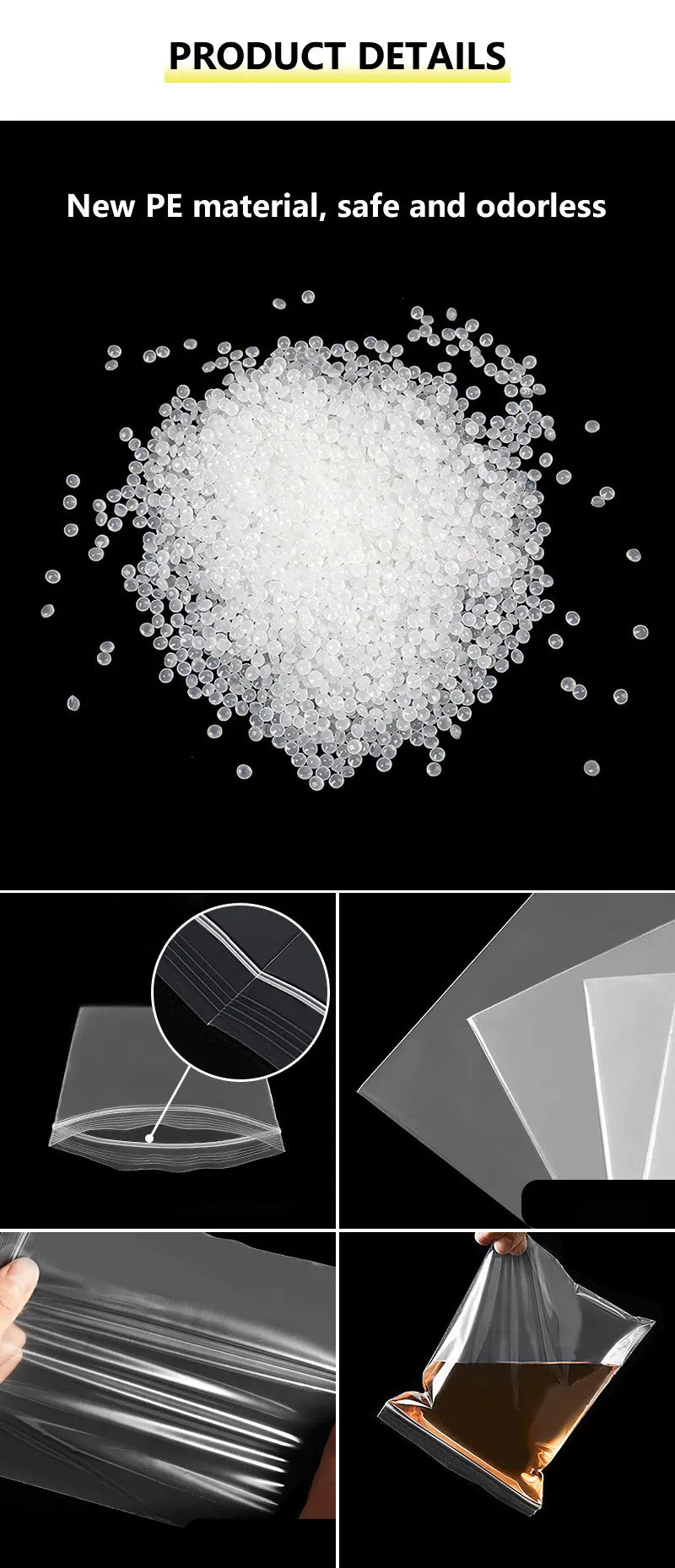 100 Piece Clear Plastic Zipper Storage Bags for Jewelry and Food