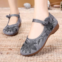 Women Fashion Plus Size Black Floral Pattern Dance Flat Shoes Lady Retro Chinese Traditional Hotel Work Grey Shoes & Flats A104 - Buy online at  Vibe In Cart.