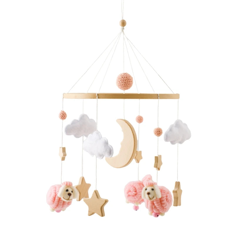Baby Wooden Bedbell Bracket 0-12 Months Bed Bell Bracket Wooden Mobile Newborn Crochet Bed Bell Hanging Toys Newbaby Rattle Toys