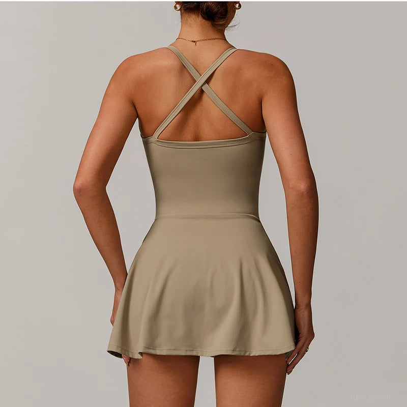 VITALINOVO Womens Tennis Dress with Shorts Underneath Workout Dress with Built-in Bra Deep V Neck Athletic Dresses Golf Dress - Buy online at  Vibe In Cart.
