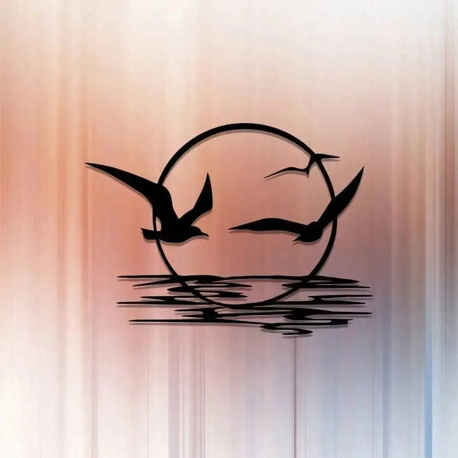 Ocean-Inspired Home Gift Idea - Waterproof Coastal Seagull Sunrise Metal Wall Decoration - Buy online at  Vibe In Cart.